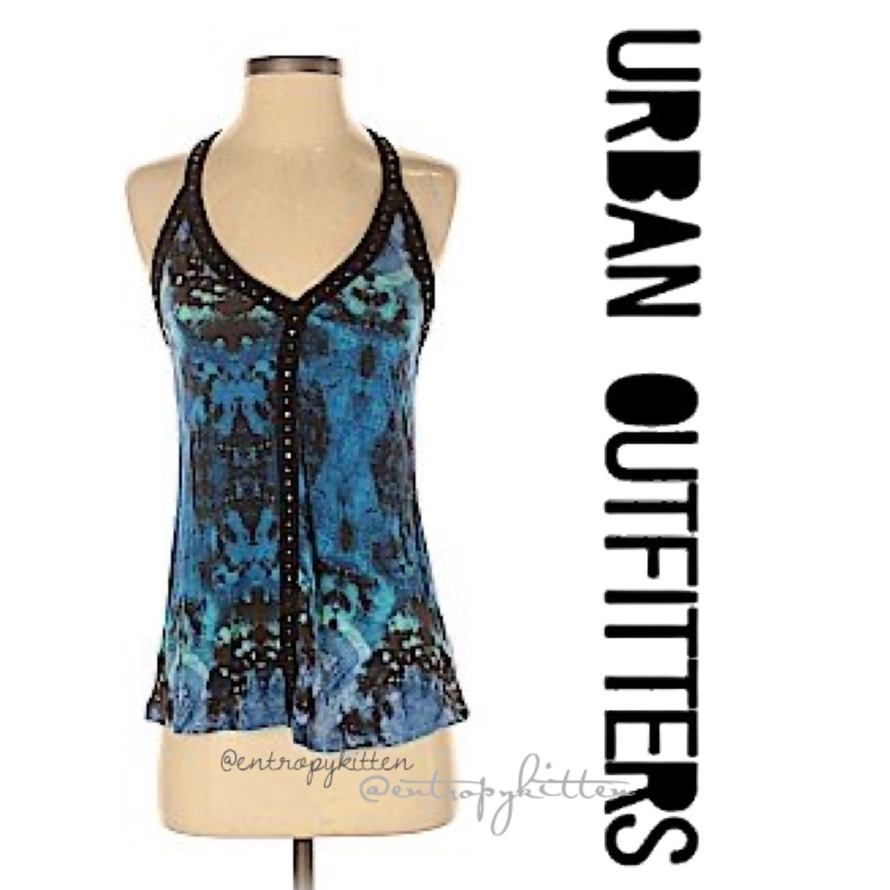 Urban Outfitters Black Studded Blue Green Tank